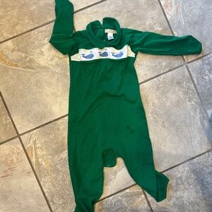 TBBC Green Whale Longall Romper- size 3T